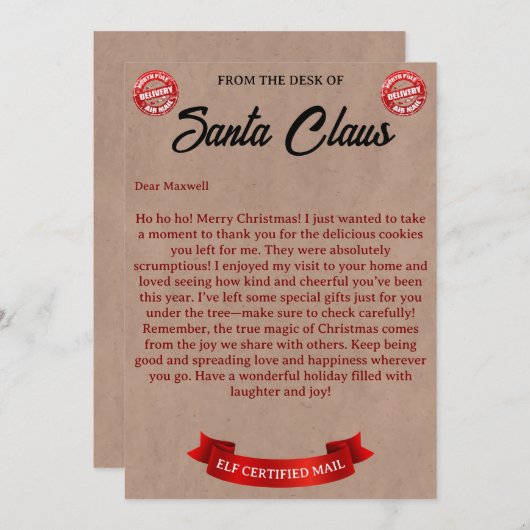 Sinterklaas Brief Feestdagenkaart (Voorkant / Achterkant)