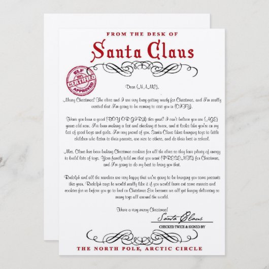 Sinterklaas Brief Kaart (Voorkant / Achterkant)