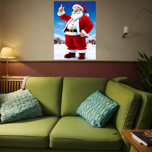 Sinterklaas buiten in de sneeuw AI Art Poster