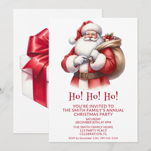 Sinterklaas Cadeaus Rode Partij Kaart (Voorkant / Achterkant)