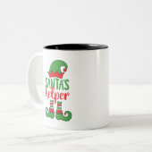 Sinterklaas Cartoon Elf Trekkast Elf Tweekleurige Koffiemok (Voorkant links)