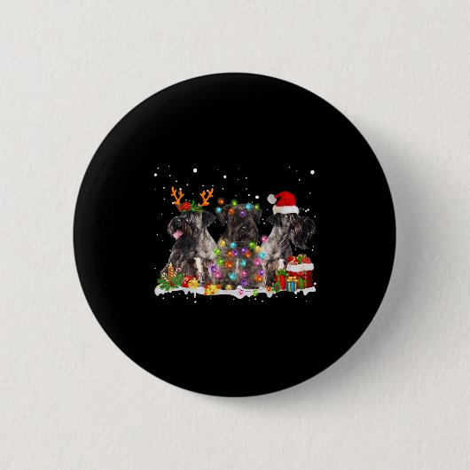 Sinterklaas Cesky Terrier Hond Mooie Rendier Kerst Ronde Button 5,7 Cm (Voorkant)