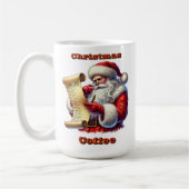 Sinterklaas checkt zijn lange lijst met geschenken koffiemok (Links)