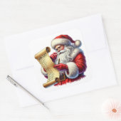 Sinterklaas checkt zijn lange lijst met geschenken vierkante sticker (Envelop)