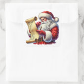 Sinterklaas checkt zijn lange lijst met geschenken vierkante sticker (Tas)