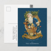 Sinterklaas Classic Kerstblauw Aangepast Feestdagenkaart (Voorkant / Achterkant)