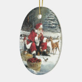 Sinterklaas die de dieren voedt keramisch ornament (Links)