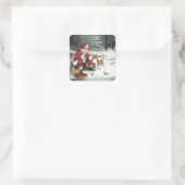 Sinterklaas die de dieren voedt vierkante sticker (Tas)