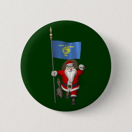Sinterklaas die de staat Beaver bezoekt Ronde Button 5,7 Cm (Voorkant)