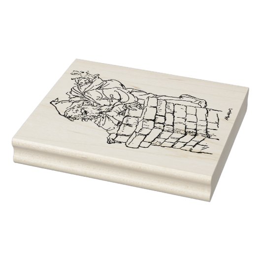 Sinterklaas die door de schoorsteen gaat rubberstempel (Stempel)