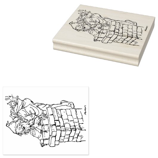 Sinterklaas die door de schoorsteen gaat rubberstempel (Gestempeld)