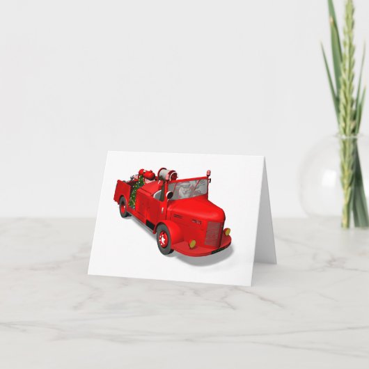 Sinterklaas die een brandwagen bestuurt feestdagen kaart (Voorkant)