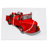 Sinterklaas die een brandwagen bestuurt groot cadeauzakje (Voorkant)