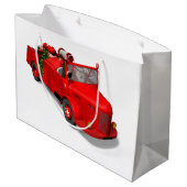 Sinterklaas die een brandwagen bestuurt groot cadeauzakje (Achterkant Gekanteld)