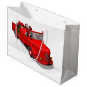 Sinterklaas die een brandwagen bestuurt groot cadeauzakje