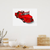 Sinterklaas die een brandwagen bestuurt poster (Keuken)