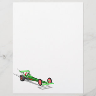 Sinterklaas die een dragster bestuurt