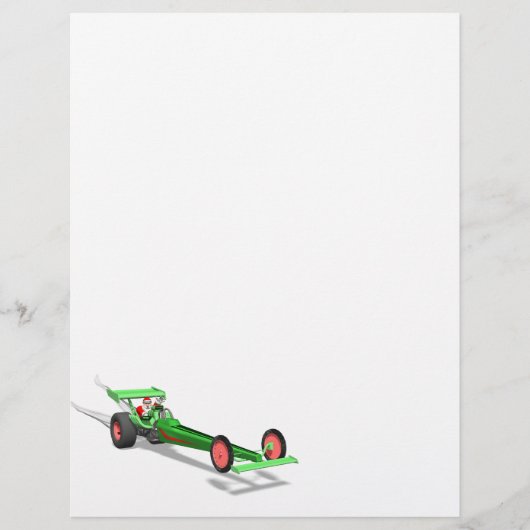 Sinterklaas die een dragster bestuurt (Voorkant)