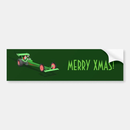Sinterklaas die een dragster bestuurt bumpersticker (Voorkant)