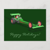 Sinterklaas die een dragster bestuurt feestdagenkaart (Voorkant)