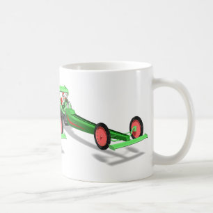 Sinterklaas die een dragster bestuurt koffiemok