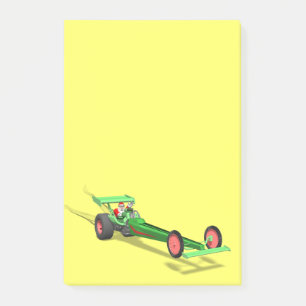 Sinterklaas die een dragster bestuurt post-it® notes