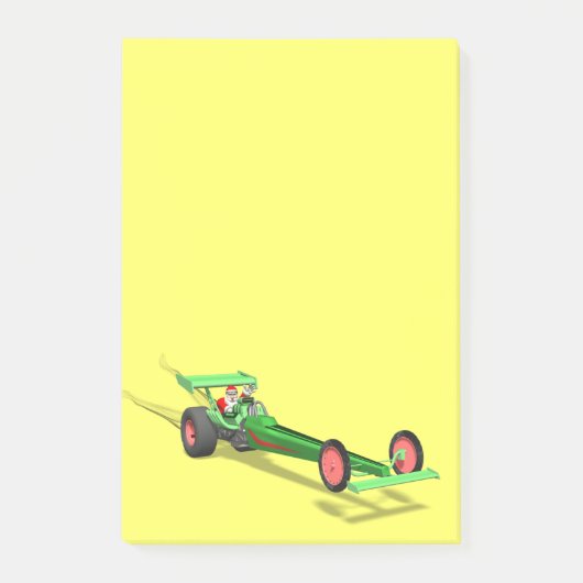 Sinterklaas die een dragster bestuurt post-it® notes (Voorkant)