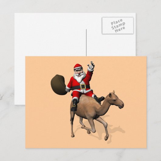 Sinterklaas die een kamel bestuurt feestdagenkaart (Voorkant / Achterkant)