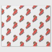 Sinterklaas die een retro auto bestuurt met cadeau cadeaupapier (Vlak)