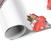 Sinterklaas die een retro auto bestuurt met cadeau cadeaupapier (Rol Hoek)