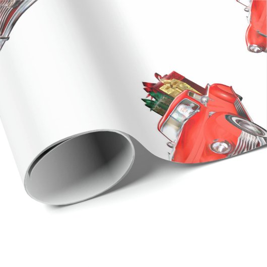 Sinterklaas die een retro auto bestuurt met cadeau cadeaupapier (Rol Hoek)