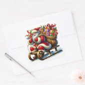 Sinterklaas die geschenken levert op een besneeuwd vierkante sticker (Envelop)