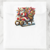 Sinterklaas die geschenken levert op een besneeuwd vierkante sticker (Tas)