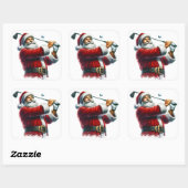 Sinterklaas die golf beoefent in een besneeuwd lan vierkante sticker (Vel)