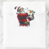Sinterklaas die golf beoefent in een besneeuwd lan vierkante sticker (Tas)