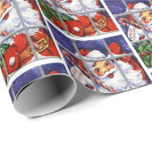 Sinterklaas die in je vensterretro loopt cadeaupapier (Rol Hoek)