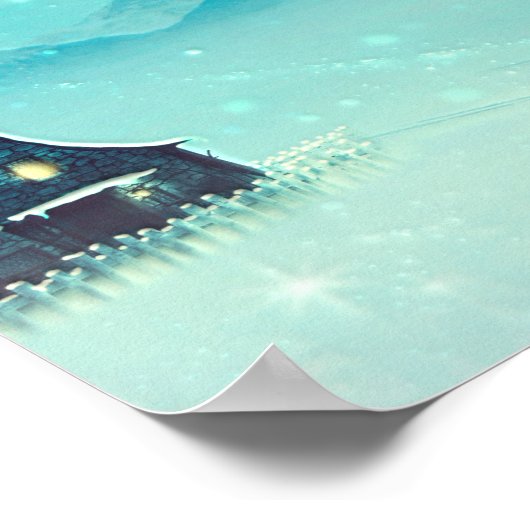 Sinterklaas die met rendiervis vliegt poster (Hoek)