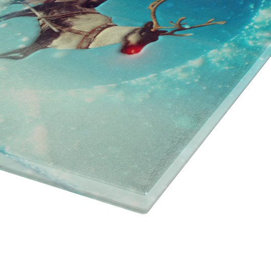 Sinterklaas die met rendiervis vliegt snijplank (Hoek)