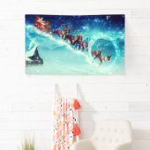 Sinterklaas die met rendiervis vliegt spandoek (Insitu)