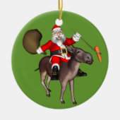 Sinterklaas die op Donkey rust Keramisch Ornament (Voorkant)
