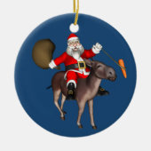 Sinterklaas die op Donkey rust Keramisch Ornament (Voorkant)
