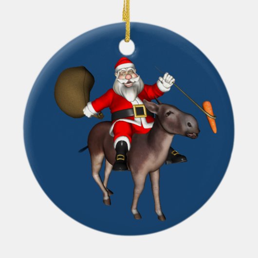 Sinterklaas die op Donkey rust Keramisch Ornament (Achterkant)