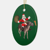 Sinterklaas die op Donkey rust Keramisch Ornament (Links)