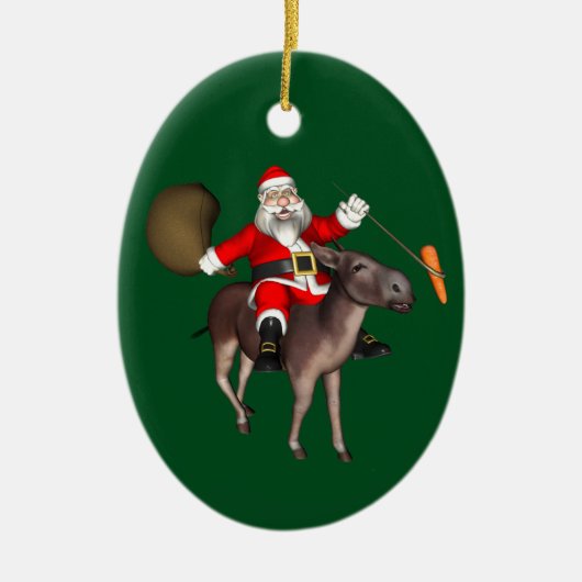 Sinterklaas die op Donkey rust Keramisch Ornament (Voorkant)