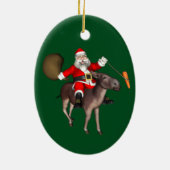 Sinterklaas die op Donkey rust Keramisch Ornament (Achterkant)