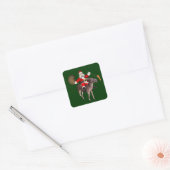 Sinterklaas die op Donkey rust Vierkante Sticker (Envelop)