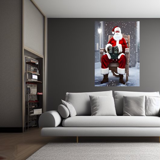 Sinterklaas die op een stoel zit | AI Art Poster