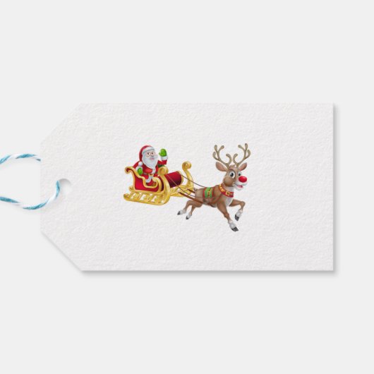 Sinterklaas die op slee rijdt cadeaulabel (Achterkant Horizontaal)