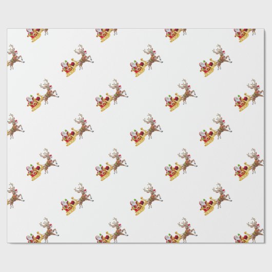 Sinterklaas die op slee rijdt cadeaupapier (Vlak)