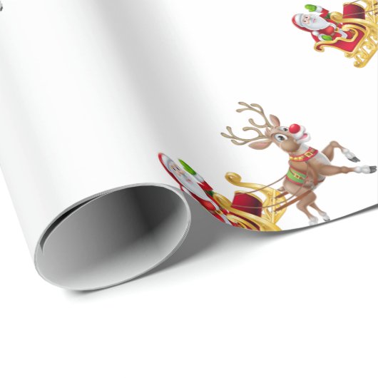 Sinterklaas die op slee rijdt cadeaupapier (Rol Hoek)